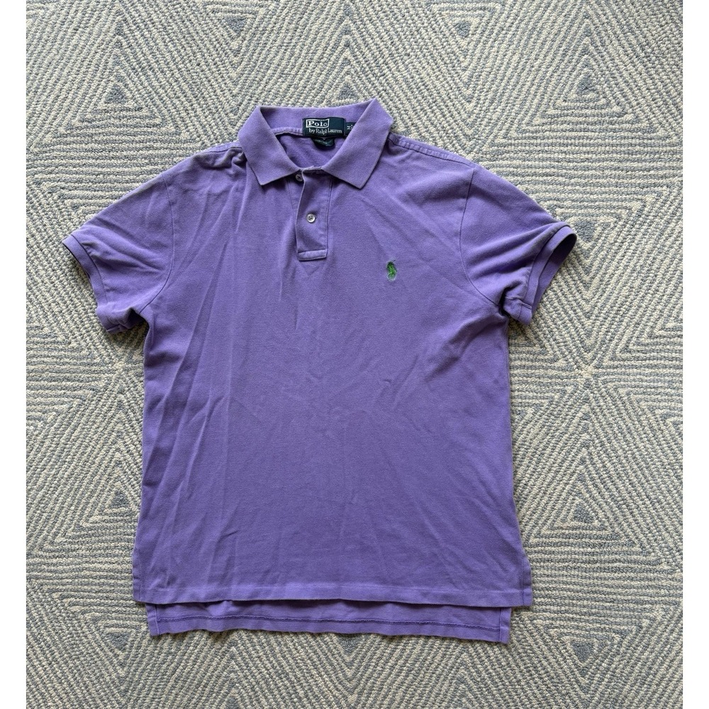 Polo‎ by Ralph Lauren Custom Fit Polo Shirt - Purple w/ Green Horse - M